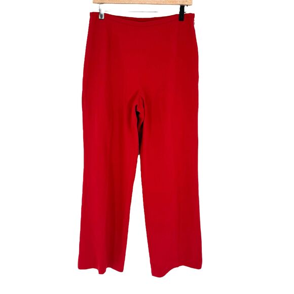 Ann Taylor Petites 10P High Rise Wide Leg Pants Red Lined Side Zip Career FLAW! - Picture 2 of 15
